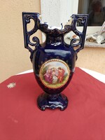 Nagy méretű jelenetes Cseh Alt Wien váza, 40 cm magas,,