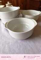 Porcelán füles fehér gulyás tál, tányér