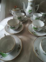Herendi porcelán hecsedli mintás mokkás, kávés készlet