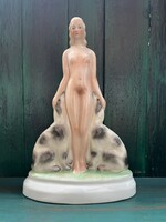 Art Deco Diana, vagy női akt agarakkal porcelán szobor