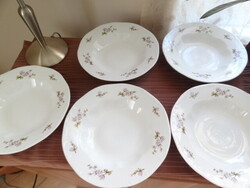 Hollóházi purple peach floral deep plates