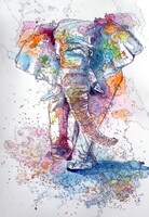 Walking elephant - watercolor painting -Sétáló elefánt -akvarell festmény
