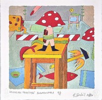 Ef Zámbó István - Öngyilkos merénylő bolondgomba 30 x 30 cm computer print, merített papír
