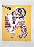 DrMáriás - Woody Allen Egon Schiele műtermében 42 x 30 cm computer print, merített papír