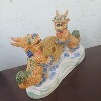Nagy Foo kutyák porcelán szobor