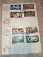 2 db Magyar FDC: 1971 Vadászati Világkiállítás teljes bélyegsorozat