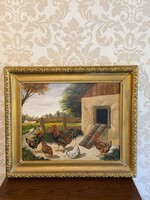 Baromfiudvar festmény