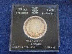 Svédország 100 Korona 1988 0.9250 ezüst 16 g eredeti banki csomagolásban (csomagoláson sérülés!)