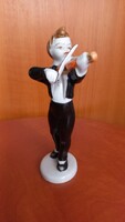 Hollóházi porcelán hegedűs fiú, jelzett, számozott, sérülésmentes