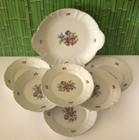 GYÖNYÖRŰ VINTAGE 6 SZEMÉLYES ROSCHÜTZ NÉMET PORCELÁN SÜTIS KÉSZLET
