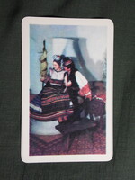 Kártyanaptár,Borsod Tourist,Miskolc,Mezőkövesd népviselet,népművészet, 1971  (6)