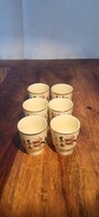 Hand-painted folk floral patterned Zsolnay porcelain liqueur / pálinka glass set (6 pcs)