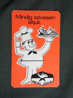 Kártyanaptár,Salgótarján ÁFÉSZ,vendéglátó vállalat,étterem,presszó,grafikai,reklám figura, 1979  (6)