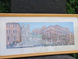 Vintage olasz panoráma grafika – Piazza di Spagna (Róma) – Studio 33