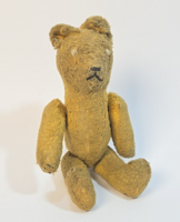Antique/Vintage Straw-Filled Teddy Bear Figure - Rarer Small Size - Old Toy