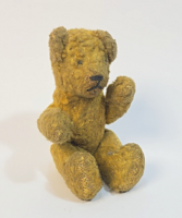Antique/Vintage Straw-Filled Teddy Bear Figure - Rare! Small Size - Old Children's Toy