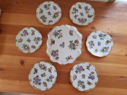 Herendi porcelán Viktória mintás süteményes készlet