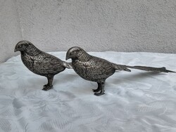 Large Silver-Plated Bird or Pheasant Pair