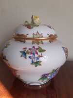 Herendi porcelain Viktória patterned, large-sized bonbonier