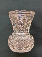 Vintage kis méretű fehér színű préselt ÜVEGVÁZA / ibolyaváza