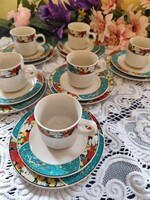 Eladó gyönyörű régi Vier Jahreiszten türkiz virág 18 resz porcelán 3 részes reggeliző teás készlet!