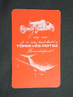 Kártyanaptár,Kecskemét,Törekvés TSZ benzinkút,grafikai,autó, 1980  (6)