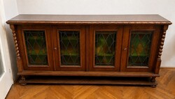 Koloniál színes ólomüveges 4 ajtós tálalószekrény