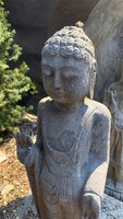 Kinai kezzel faragott bazalt kő Buddha, keleti, ázsiai, japán, kerti, buddhizmus