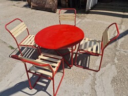 Retro kerti garnitúra régi kerti szett retro csővázas kerti bútorok retro vendéglátos szett