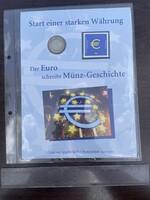-AX603- Németország 2002 Euró bevezetés Numisblatt emléklevél érme 1 euró bélyeg szett fóliás