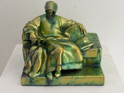 Zsolnay eozin Anonymus szobor kisplasztika porcelán dísztárgy