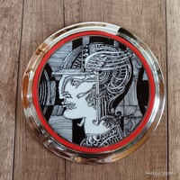 Régi Hollóházi Szász Endre porcelán falidísz platina díszítésű