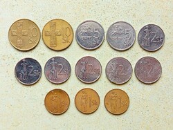 Szlovákia 13 db Különböző Érme 1 2 5 10 Korona 1993-2003