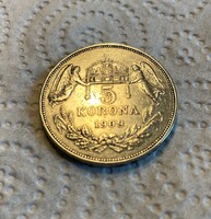 Ferenc József 5 korona értékű 900 régi ezüstérme Körmöcbánya 1909.