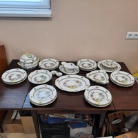 6 személyes Herendi színes Indiai kosármintás porcelán étkészlet