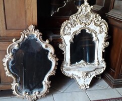 Régi aranyozott fa tükör / fehér-arany blondel tükör.
