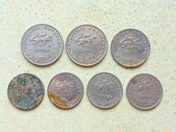 Horvátország 7 db Különböző Érme 1 2 5 Kuna 1993-2019