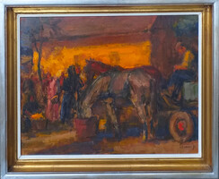 Chiovini Ferenc (1899 - 1981): Sárguló fal előtt