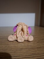 Kerámia, agyag szerelmes elefántpár füstölőtartó. Jelzett