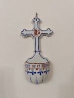 Antik szenteltvíz tartó 19. század porcelán keresztény katolikus fali szenteltvíztartó 322 6763