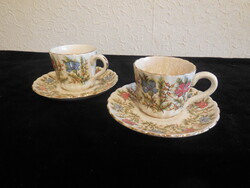Sarreguemines  , gyűjtői csészék , párban  , csésze 5 x 5,5 cm , tányér 10,5 cm , szép állapot