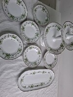 Erika mintás hollóházi porcelán emeletes tortatál és süteményes készlet