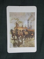 Kártyanaptár,Kőbányai sörgyár,sörfőzde,grafikai,sörszállító lovaskocsi, 1985  (6)