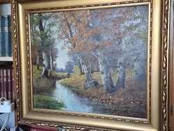 Antik kb 1890-MINA BACHMANN  ausztriai német  o/v   TÁJKÉP FESTMÉNY 69x56 cm  + keret--