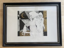 Szász Endre: Füves asszonyok szerigráfia (A.P. alkotói példány)