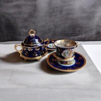 Antik Jelenetes Alt Wien  Porcelán Kávés csésze Alátétekkel + Cukros