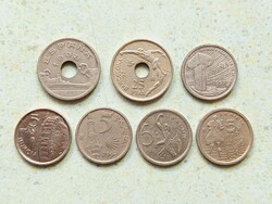 Spanyolország 7 db Különböző Emlék Érme 5 25 Pesetas 1991-1999