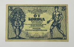 5 Korona 1919 - Vastag papír / Széles elipszisű alapnyomat - Osztrák-Magyar Bank - VF tartás