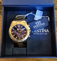 Festina Timeless Chronograph – 100m vízálló, stopperes karóra – Új, fóliás, teljes szett