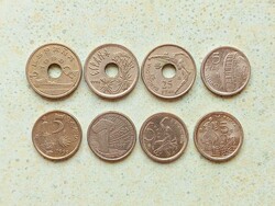 Spanyolország 8 db Különböző Emlék Érme 5 25 Pesetas 1990-1999